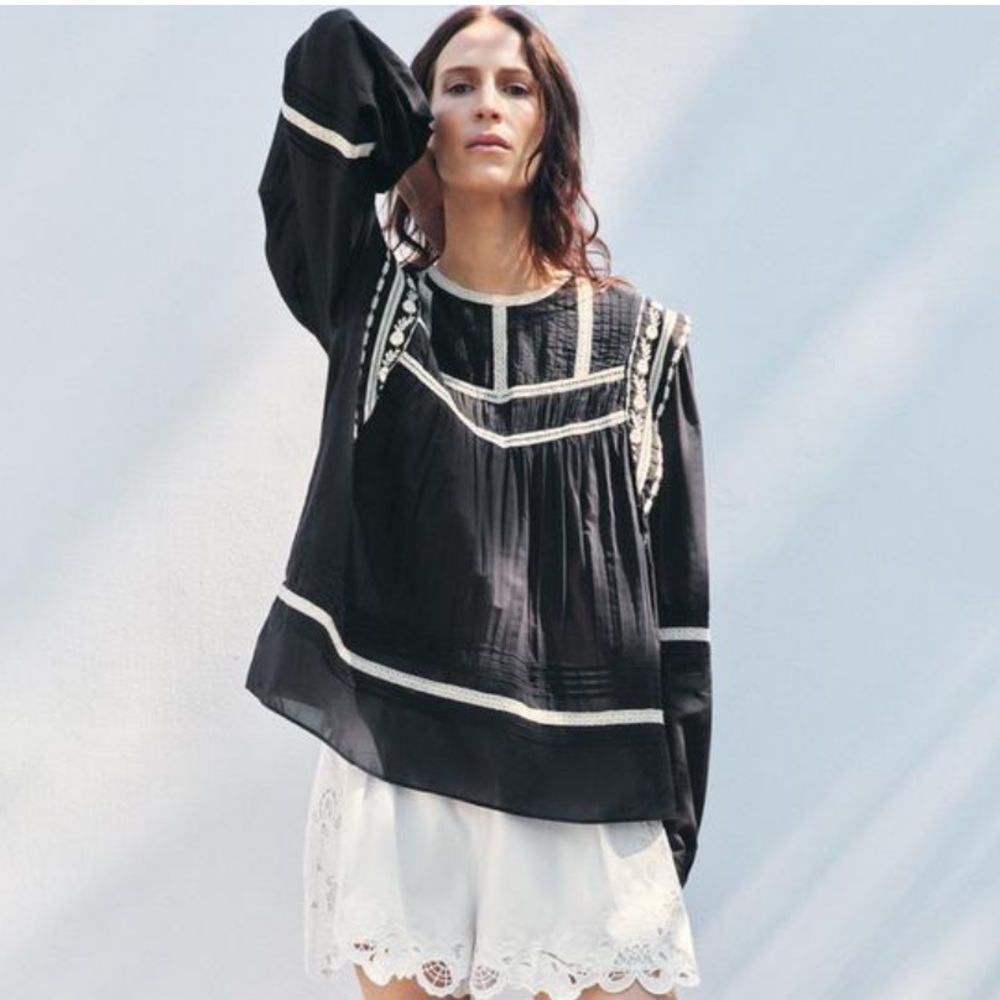 Zara Black and White Blouse